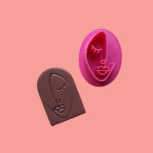 Mujer cara Pendientes Arcilla polimérica 3D Geometría Joyas formas estampado estampado