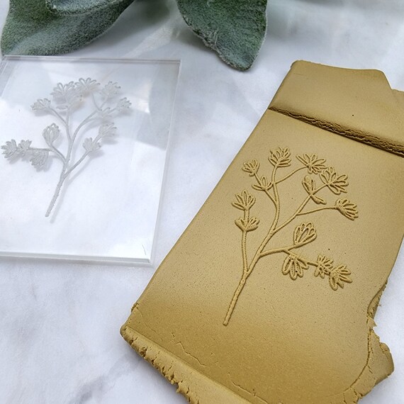 Embossing stamp for polymer clay Floral texture plate Flower debossing stamp Acrylic stamps