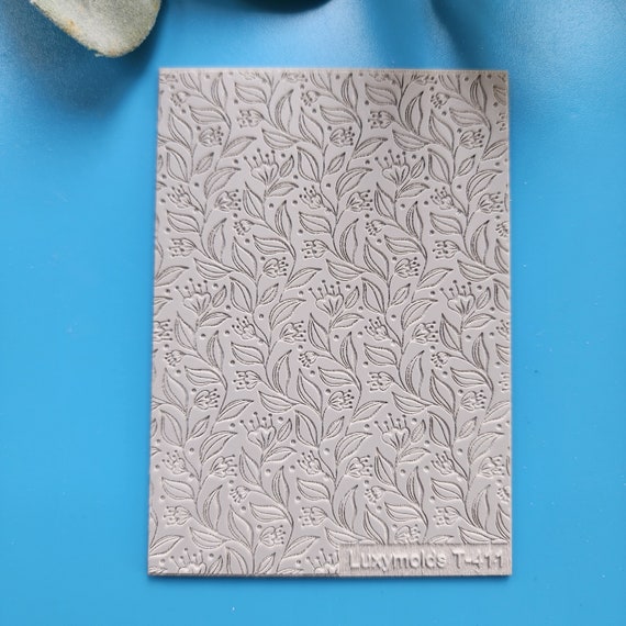 Polymer clay Texture tile Texture mat Clay stamp Polymer clay texture stencils "Leaves Flowers Botanic" design clay texture Rubber mat T-411