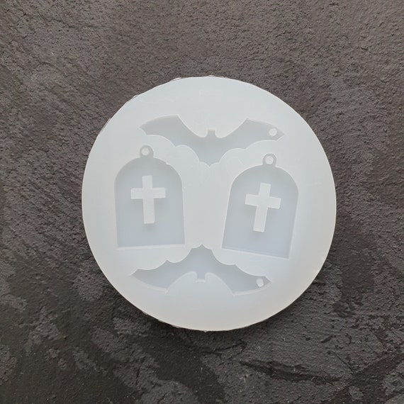 Halloween "Rip, bat" Silicone earrings mold for resin and epoxy
