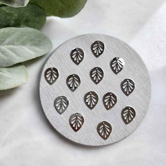 Silver leaves Earrings components Earrings findings DIY jewelry Rhodium plated brass charm Pendants Jewelry parts Metal charms Clay supplies
