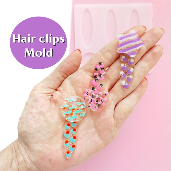 Silicone hair clip mold for resin and epoxy Jewelry resin mould