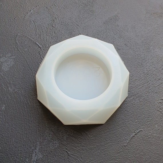 Diamond ashtray silicone mold Flower pot Candle holder Resin Epoxy Jesmonite mold 10 cm