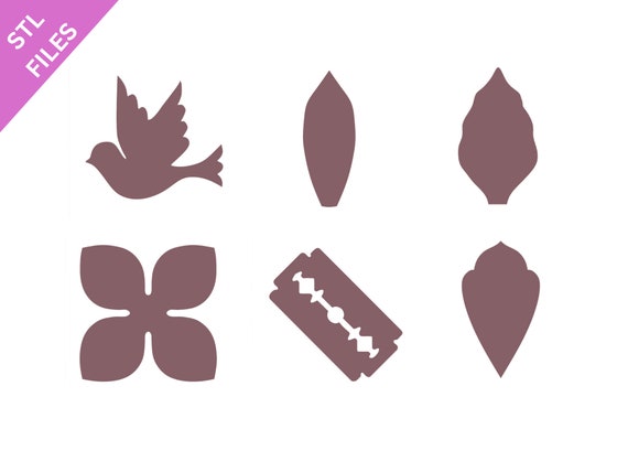 STL clay micro cutters files for 3D printing Sharp earring cutters Bird Blade Flower petals Leaves Leaf download file for resin machine