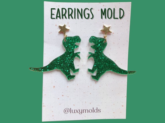 Silicone earrings mold / Silicone epoxy mold / Silicone UV resin molds / Dinosaur earrings silicone jewelry mold