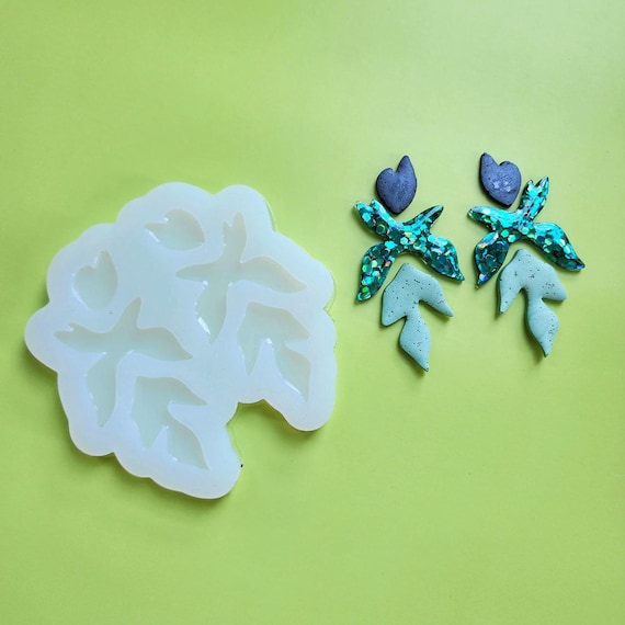 Silicone earrings mold Jewelry resin mold "Leaves" Botanic design epoxy mold