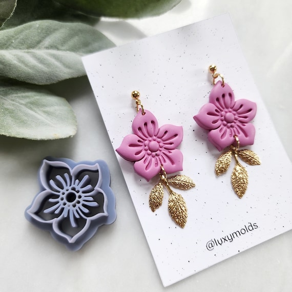 Polymer Clay cutters "Folk flower" Earrings sharp clay cutter / Polymer clay tool / Earrings cutter / Botanical cutter / Jewelry cutter