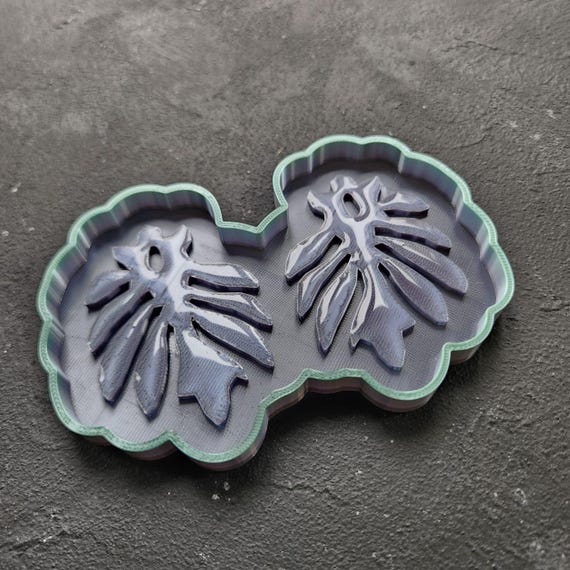 Glossy Earring Mold Blanks – Master Molds for Making Your Own Silicone Molds "Monstera Leaf Botanic design"