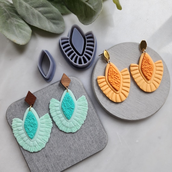 Polymer Clay cutters Macrame Raffia Earrings molds Polymer clay tools sharp cutter stamp Jewelry stud earrings cutters Boho cutters