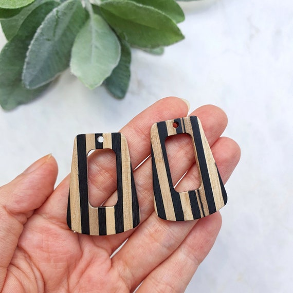 Wood Resin Charm Pendant Earrings components Earrings findings DIY jewelry connectors