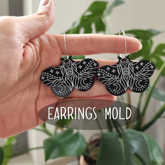 Silicone earrings mold for resin and epoxy "Moth"