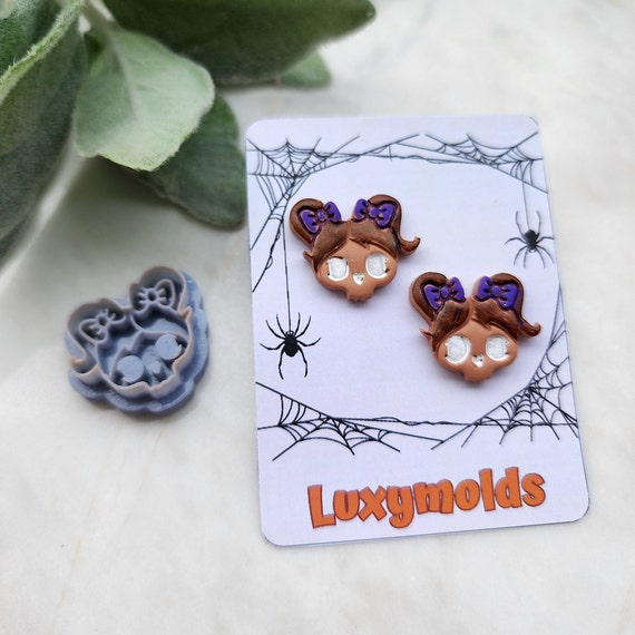 Halloween Polymer Clay cutters Stud earring clay cutters Earrings molds Polymer clay tool Skull bow sharp cutter stamp