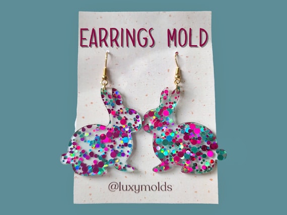 Silicone earrings mold / Silicone epoxy mold / Silicone earring moulds / Silicone UV resin molds / Bunny earring silicone jewelry mold
