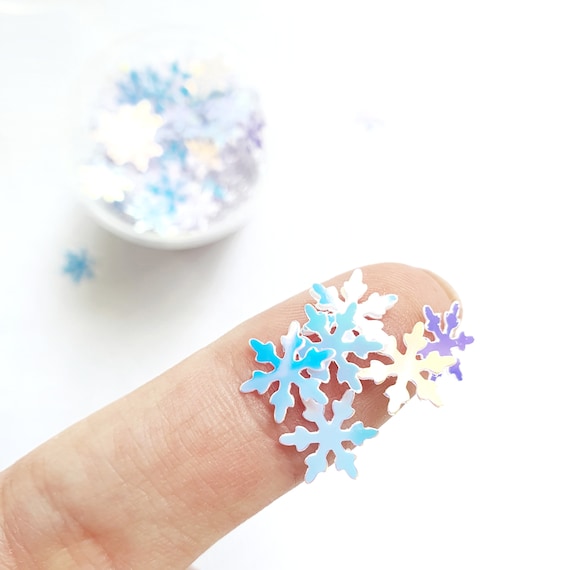 Christmas Snowflake sequins White Hologram Chunky glitter for Resin Epoxy crafts 8 mm