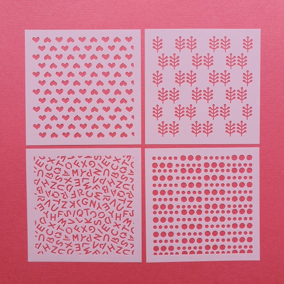 Set 4 pcs Polymer clay stencil Texture sheet shapes stamp mat