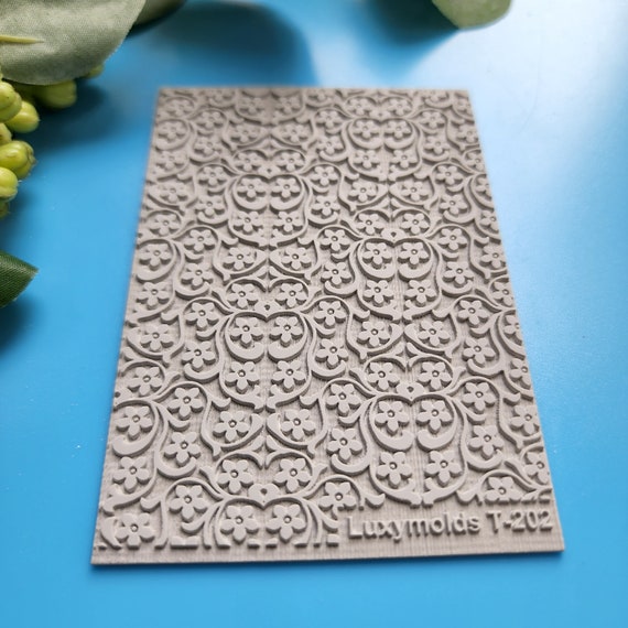 Polymer clay Texture tile Texture mat Clay stamp Polymer clay texture stencils "Botanic Flowers" T-202