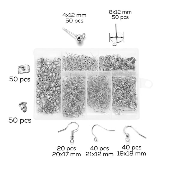300 pcs set Box Earrings components Hooks and Studs Earrings findings DIY jewelry 100 pairs