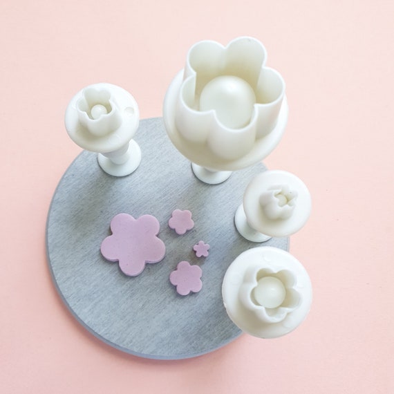 4 pcs set Polymer clay cutters Jewelry Earrings "Flower" shape plastic cutter