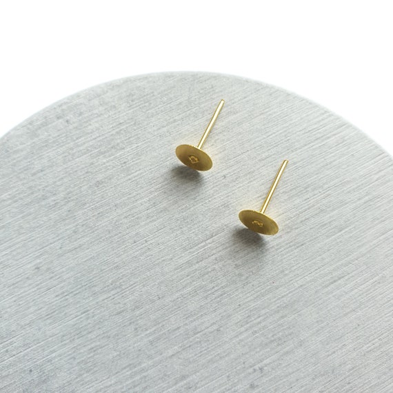 6 mm Earrings stud Round Flat component Earrings findings DIY jewellery Gold color