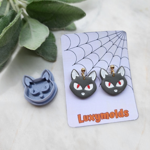 Halloween Polymer Clay cutters Stud earring clay cutters Earrings molds Polymer clay tool Scary cat sharp cutter stamp