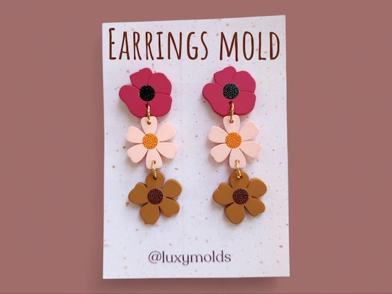Silicone earrings mold / Silicone epoxy mold / Silicone UV resin molds / Flowers earrings silicone jewelry mold / Matte effect earring mold