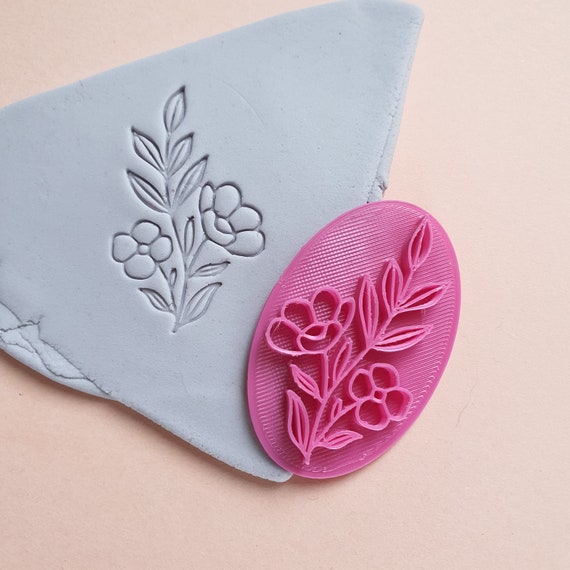 Polymer clay stamp "Flower" 3D printed embossing