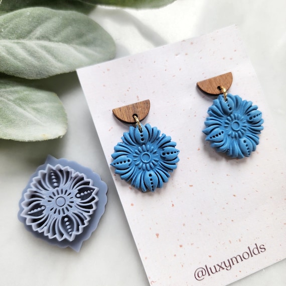 Polymer Clay cutters "Folk flower" Earrings sharp clay cutter / Polymer clay tool / Earrings cutter / Botanical cutter / Jewelry cutter