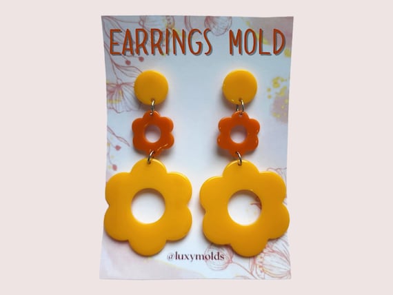 Silicone earrings mold / Silicone epoxy mold / Silicone earring moulds / Silicone UV resin molds / Flowers earring silicone jewelry mold