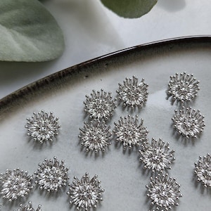 Silver Flower centers Flower metal stamens Earrings components Earrings findings DIY jewelry Jewelry supplies Polymer clay supplies