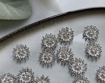 Silver Flower Stamens, Earring Centers, DIY Jewelry Supplies (10mm)