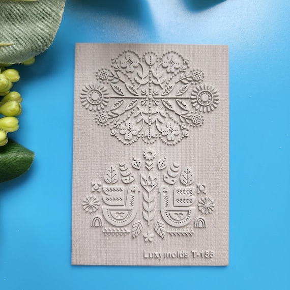 Polymer clay Texture tile Texture mat Clay stamp Polymer clay texture stencils Clay supplies Clay tool "Flowers, Botanic" T-155