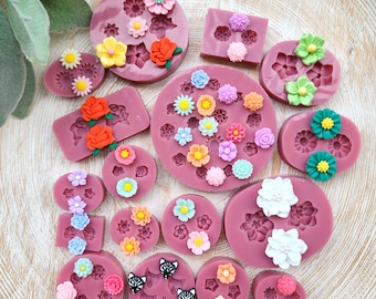 Silicone earrings mold / Silicone epoxy mold / Silicone stud earring moulds / Silicone UV resin molds /Flowers earring silicone jewelry mold