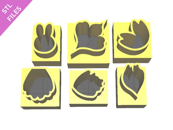 STL clay micro cutters files for 3D printing Sharp earring cutters Bunny Florals Flower petals Leaves Leaf download file for resin machine