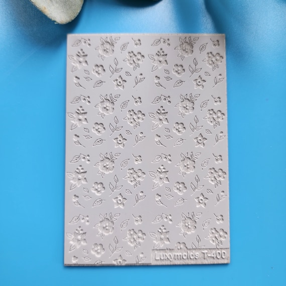 Polymer clay Texture tile Texture mat Clay stamp Polymer clay texture stencils "Flower, botanic" design clay texture Rubber mat T-400