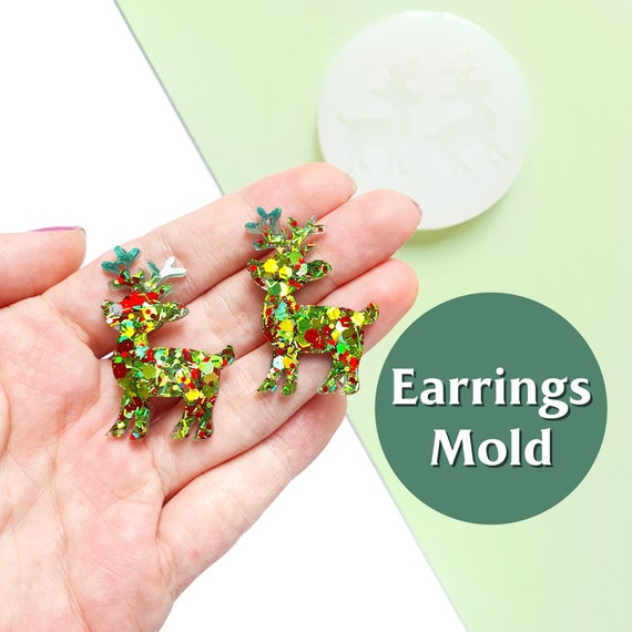 Silicone earrings mold Reindeer mould for resin and epoxy