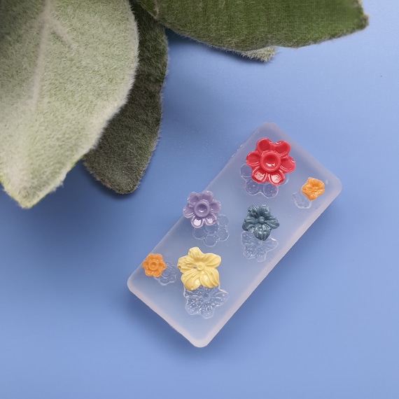 Silicone earrings mini mold "Flowers" for resin and epoxy