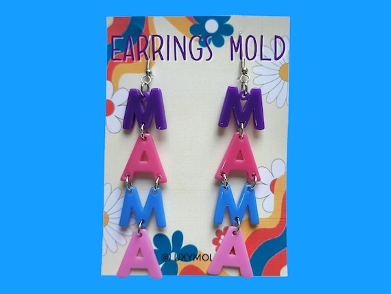 Silicone earrings mold / Silicone epoxy mold / Silicone earring moulds/Silicone UV resin molds/Mama mother day earring silicone jewelry mold