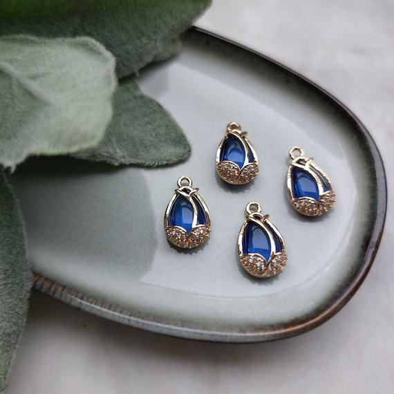 2 pcs Zircon charms pendants Crystal connectors Earrings components Earrings findings DIY Rhinestone Jewelry supplies Earrings parts