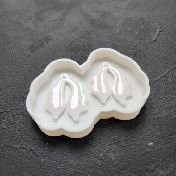 Glossy Earring Mold Blanks – Master Molds for Making Your Own Silicone Molds "Leaf Botanic design"