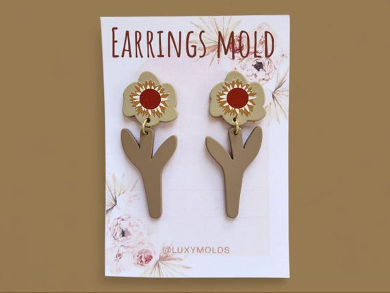 Silicone earrings mold / Silicone epoxy mold / Silicone UV resin molds / Floral earrings silicone jewelry mold / Matte effect earring mold