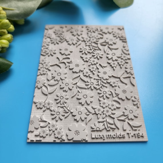Polymer clay Texture tile Texture mat Clay stamp Polymer clay texture stencils "Botanic Flowers Leaves" T-194