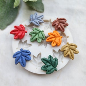 Polymer clay mold Silicone stud earrings mold &quot;Maple leaves&quot; Botanic mold for resin and polymer clay Polymer clay tool Clay cutter