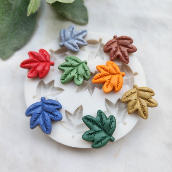 Polymer clay mold Silicone stud earrings mold "Maple leaves" Botanic mold for resin and polymer clay Polymer clay tool Clay cutter