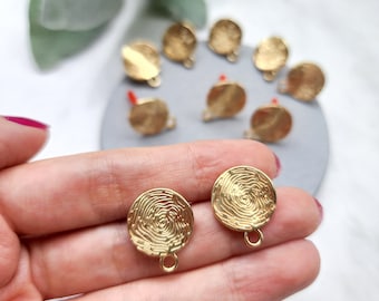 10 pcs Earrings stud components Circle Geometric Gold plated studs Earrings findings DIY jewelry 5 pairs 15 mm