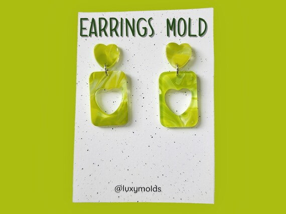 Silicone earrings mold / Silicone epoxy mold / Silicone earring moulds / Silicone UV resin molds / Heart earring silicone jewelry mold