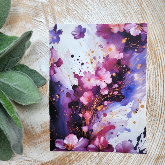 Fall Clay transfer paper / Image transfer paper for clay / Water soluble paper for polymer clay / Purple splatter pattern transfer sheets