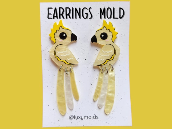 Silicone earrings mold / Silicone epoxy mold / Silicone UV resin molds / Parrot earrings silicone jewelry mold
