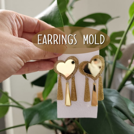 Silicone earrings mold for resin and epoxy "Heart"