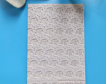 Fish Design Polymer Clay Texture Tile, Rubber Stamp (7x10cm)