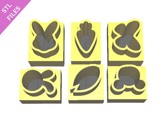 STL clay micro cutters files for 3D printing Sharp earring cutters Bunny Carrot Butterfly Mouse Petal Leaf download file for resin machine